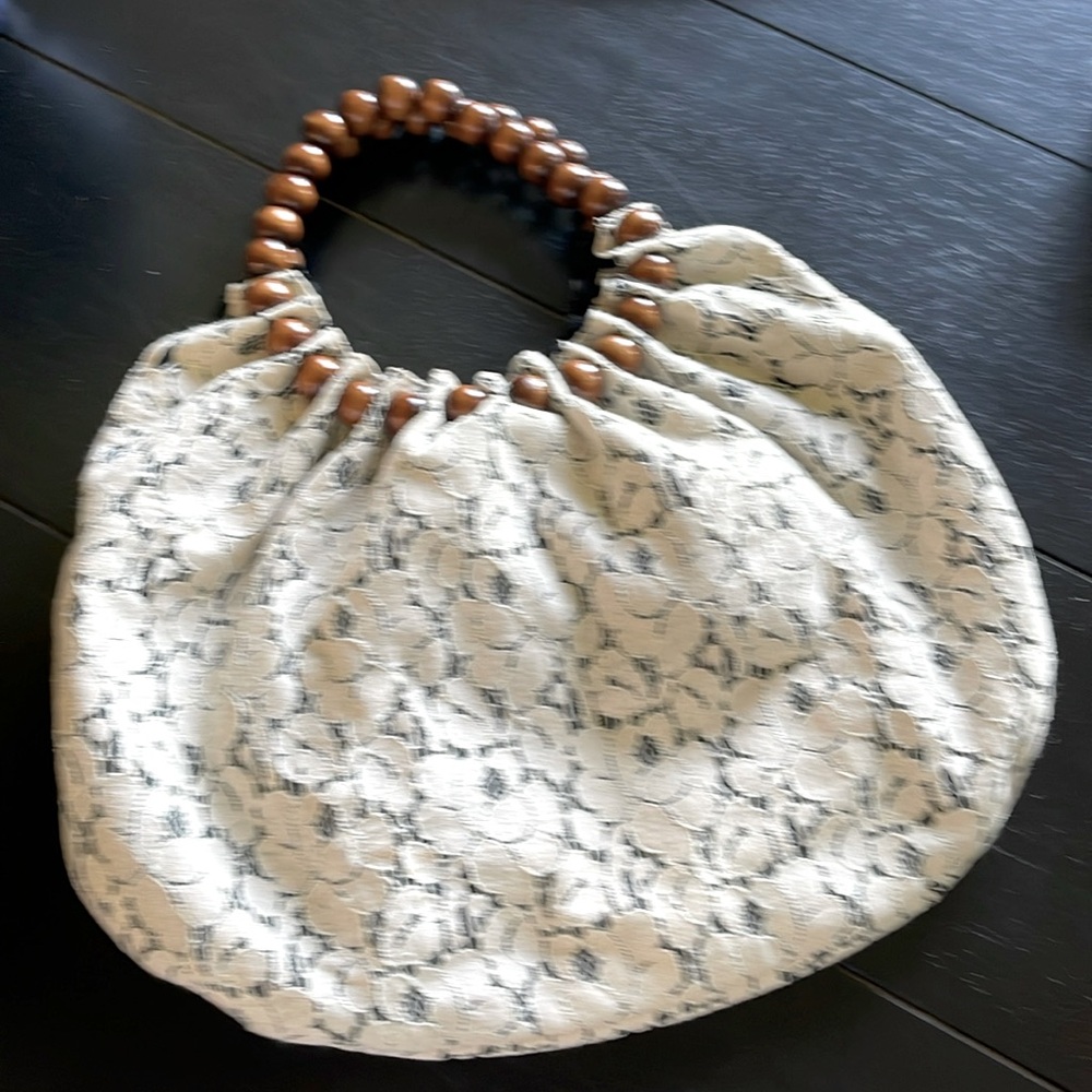 Talbots lace overlay purse with beaded handle